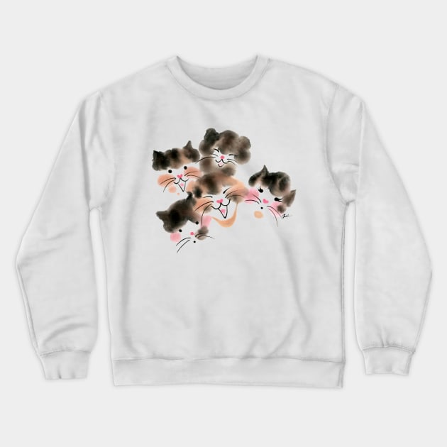 Five color cats head Crewneck Sweatshirt by juliewu